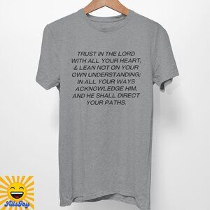 TRUST IN THE LORD WITH ALL YOUR HEART Graphic Tee Gray T-Shirt